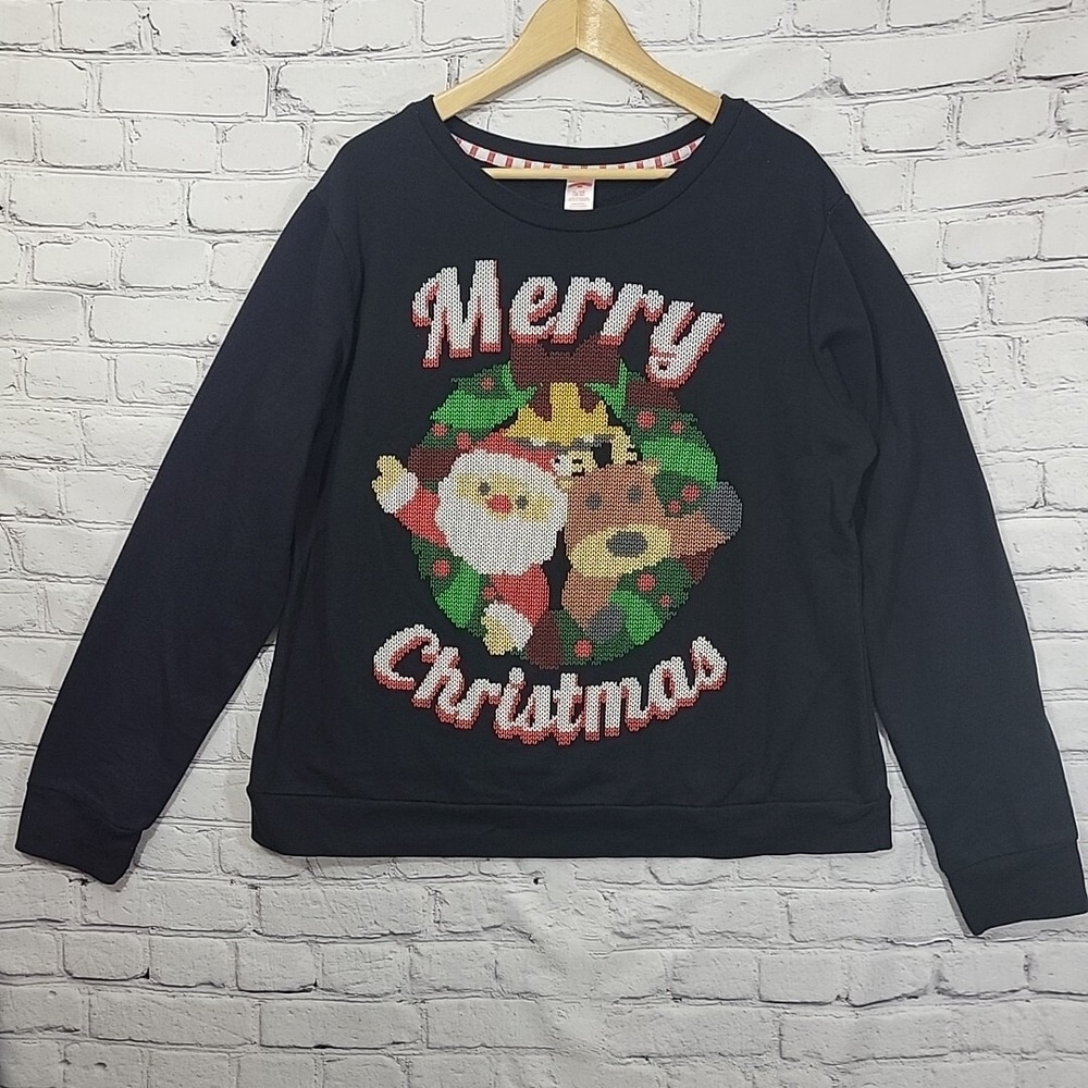 Holiday Time Merry Christmas Sweatshirt Womens XL 16-18